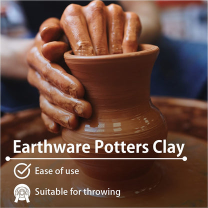 Old Potters Low Fire Pottery Clay (Cones 06-2) Art Modeling Clay, Ideal for Wheel Throwing and Hand Building, Pottery Clay for Sculpting, Beginners, and Advanced, 10 lbs Terra Cotta