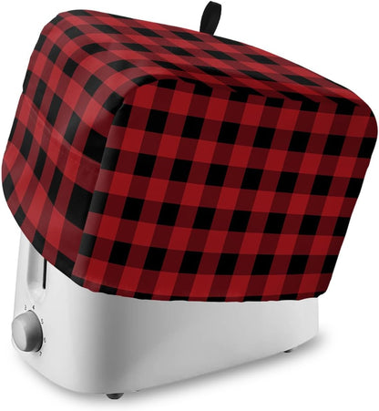 Merry Christmas Toaster Cover 2 Slice, Red and Black Buffalo Plaid Toaster Oven Cover