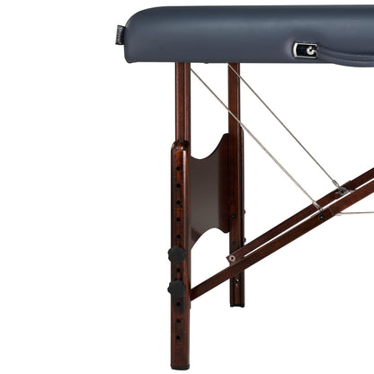 Master Massage Newport Portable Massage Table Package with Denser 2.5" Cushion, Walnut Stained Hardwood, Steel Support Cables, Pillows & Accessories, Royal Blue, 30"