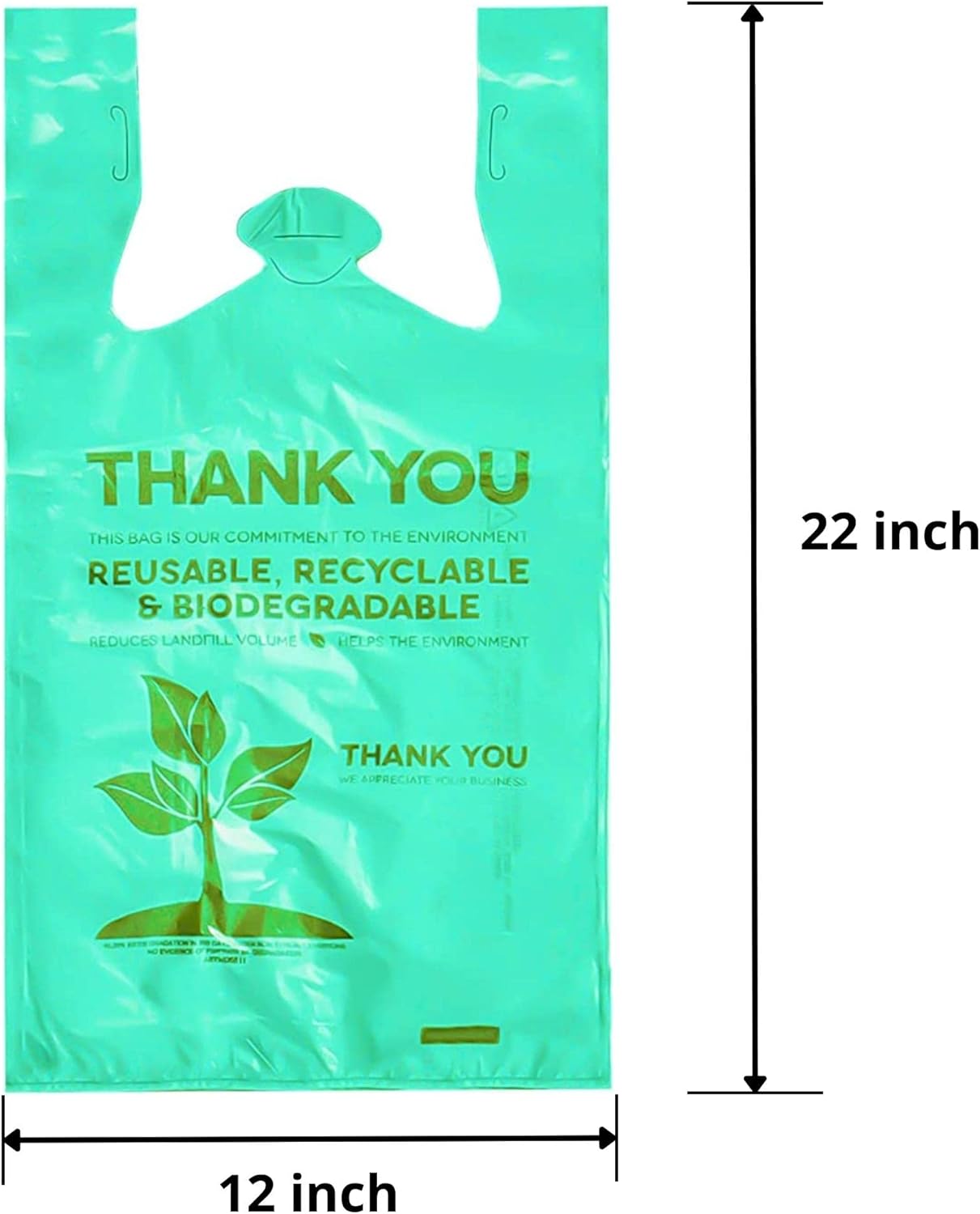 Lakesstory Eco-Friendly Biodegradable Green T-Shirt Bags - Compostable Grocery Bags