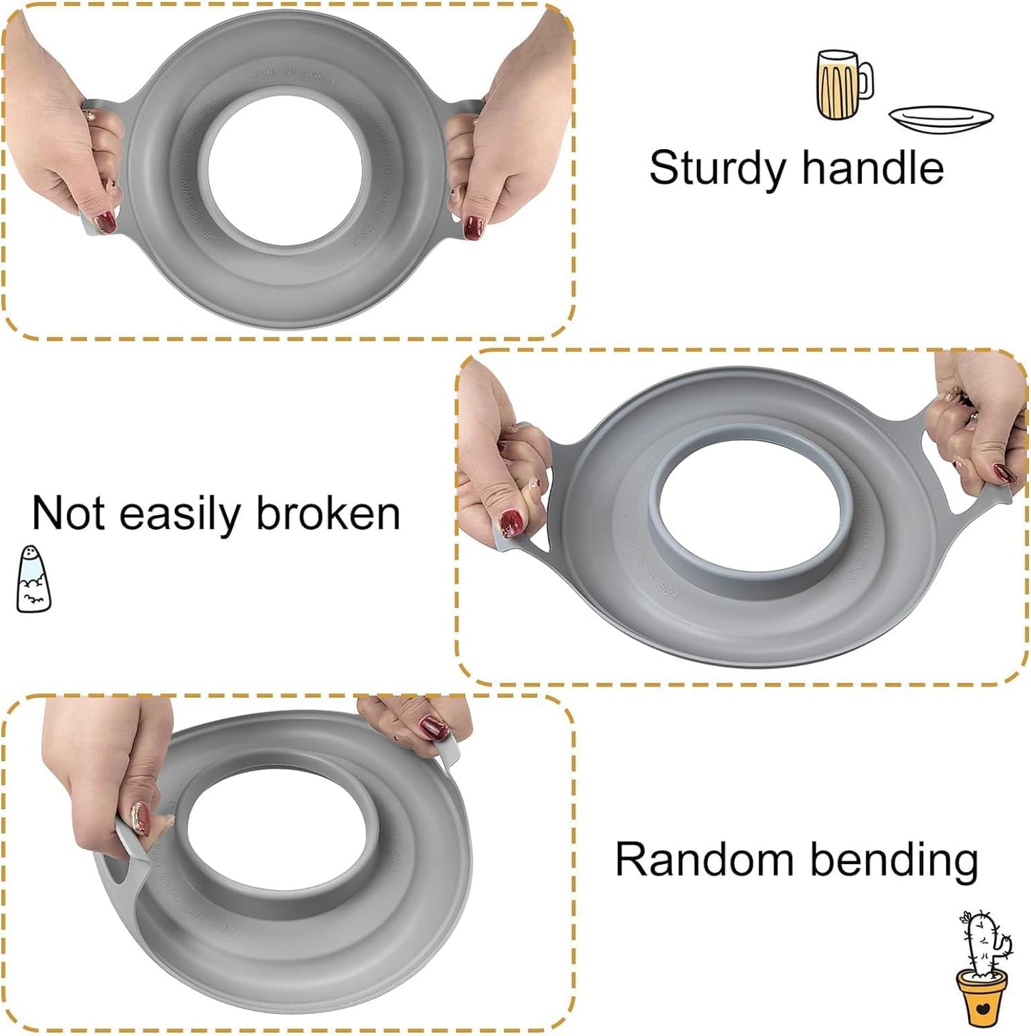Microwave Cool Plate and Spillover Caddy with Handles, BPA Free for Bowls, Plates, and Microwave Meals