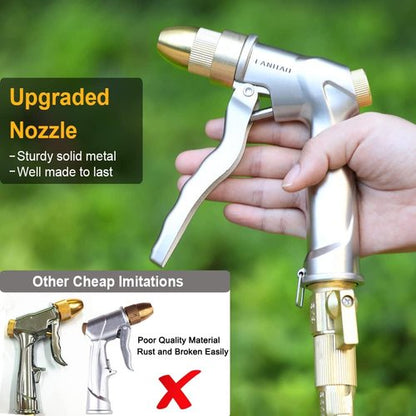 FANHAO Heavy Duty Metal Garden Hose Nozzle - Adjustable Spray Patterns for Watering & Washing