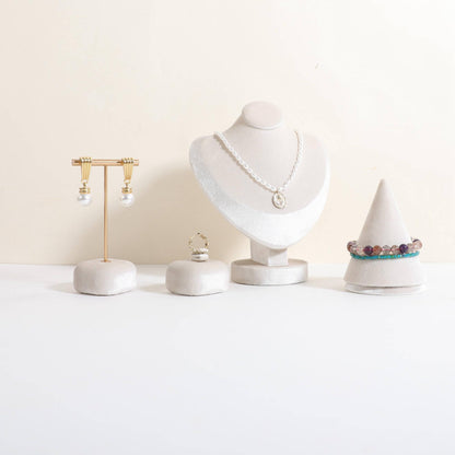 CHISTOR Velvet Earring T Bar Stand Jewelry Display, Earring Display Holder for Selling, Jewelry Storage Organizer【Beige】