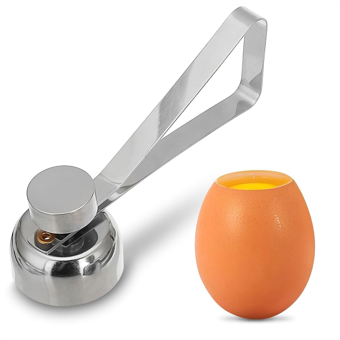 Egg Cracker Tool for Raw Eggs - Stainless Steel Shell Opener with Ergonomic Design, Adjustable Effort, Durable Build