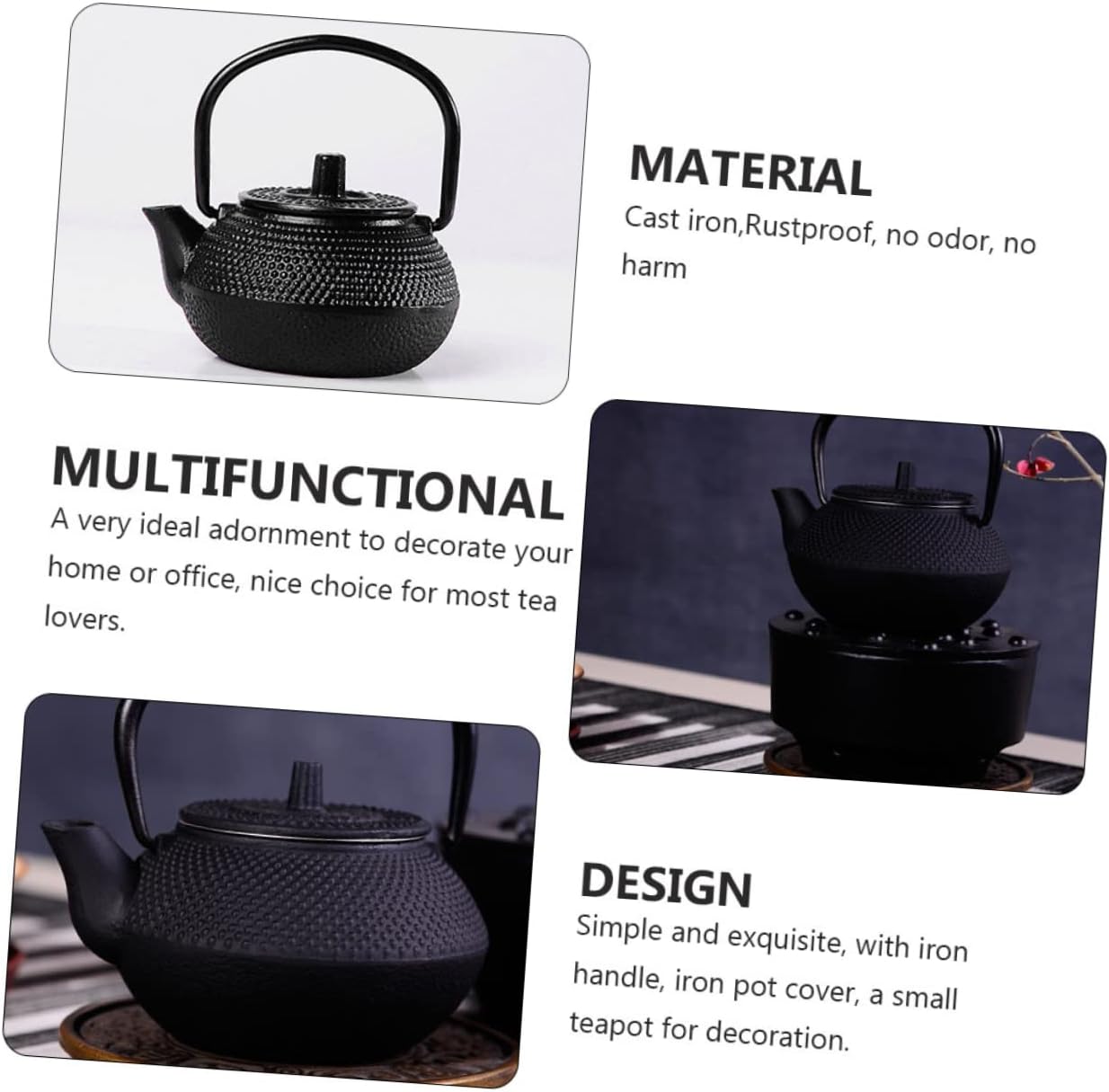 Hemoton Cast Iron Teapot Tea Set, Retro Metal Coffee Kettle for Stove Top, Mini Tea Kettle Optional Iron Kettle