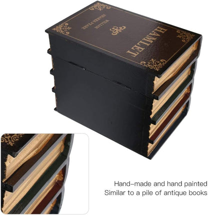 Wooden Jewelry Box, Book Shaped Storage Case, Antique Fake Books Decor for Home Office Car Decoration