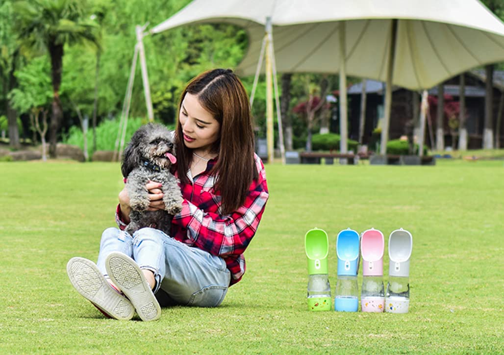 madeking Dog Water Bottle Portable Pet Water Bottle Leak Proof Dog Water Dispenser and Food, Multifunctional Outdoor Water&Food Bowl for Dogs and Cats (Bule)