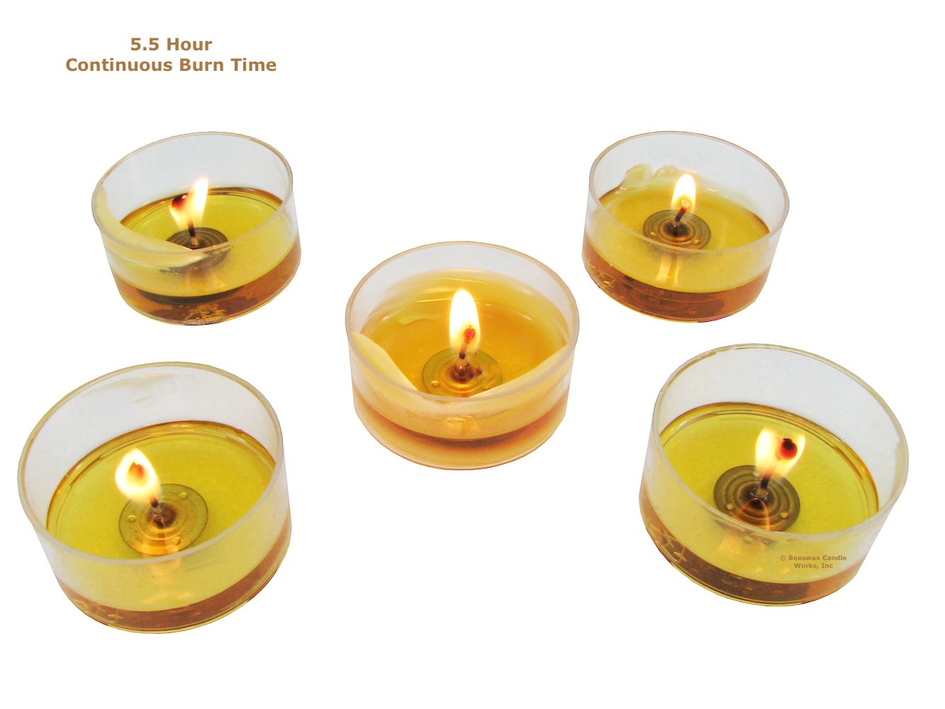 Beeswax Candle Works, 6-Hour Tea Light Refills (Pack of 60) 100% USA Beeswax, NO Cups
