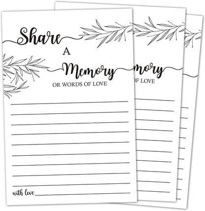 Share a Memory Card, Memorial Cards for Celebration of Life, Funeral Guest Book, 4x6 Inch, 50 Pack