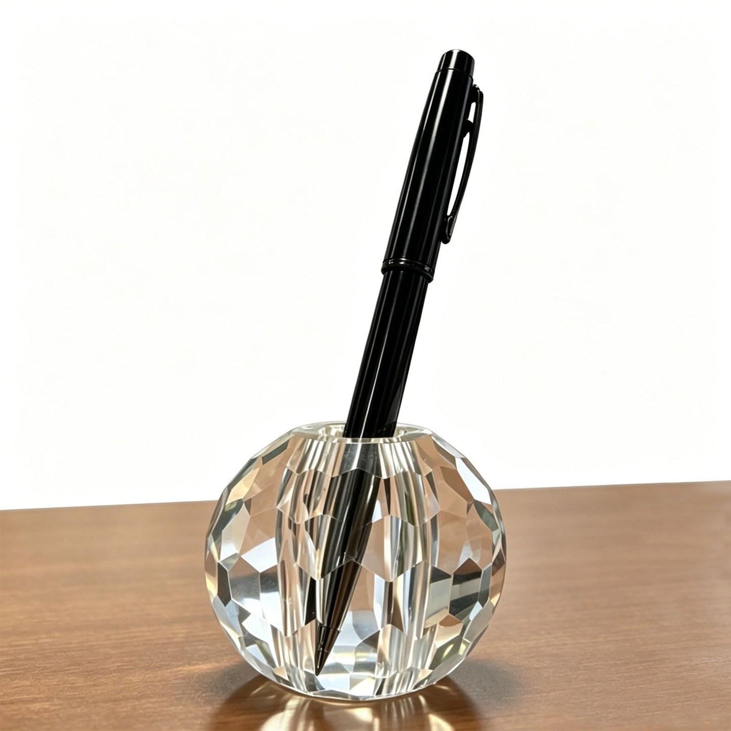 Jeejunye Crystal Pen Holder, 2.36 Inch Single Hole Pen Stand, Light Refracting Desktop Organizer for Fountain Pen, Makeup Brush, Wedding Guest Book, Home Office Desk Decor