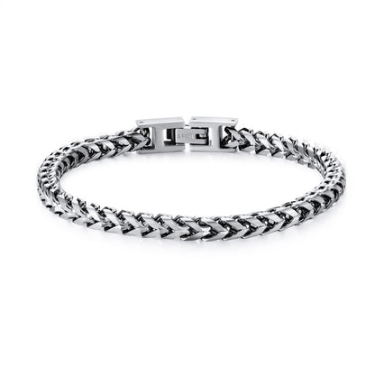 LUCKY2+7 Mens Bracelet - Stainless Steel Fold Over Clasp Franco Chain Bracelets for Men Jewelry Gifts for Dad Grandpa Husband