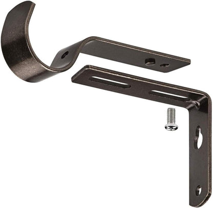 Curtain Rod Bracket Set of 4, Adjustable for 7/8 or 1 Inch Rods, Antique Silver