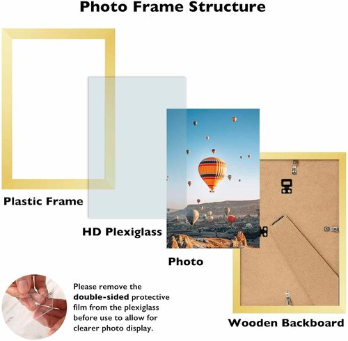 JCJMY Gold 6x9 Picture Frame - Versatile Wall Mounting & Tabletop Display for Photos