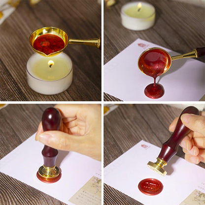 WUERLIN Oval Embossed Frame Wax Seal Stamp 3D Wax Seal Head with Removable Wood Handle Vintage Photo Frame Stamp Design for Wedding Invitations Sealing Envelopes Diplomas Scrapbooking-Style 6
