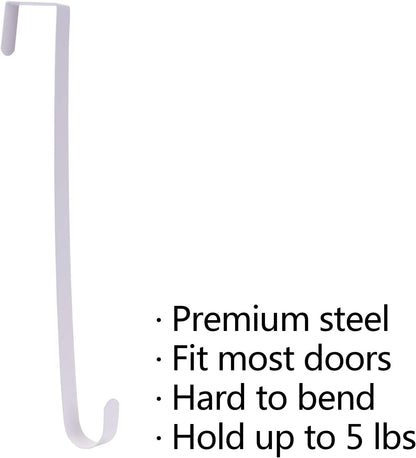 Sattiyrch 15" Sturdy Steel Wreath Hanger for Front Door, Over The Door Hook, 2 Pack (White)