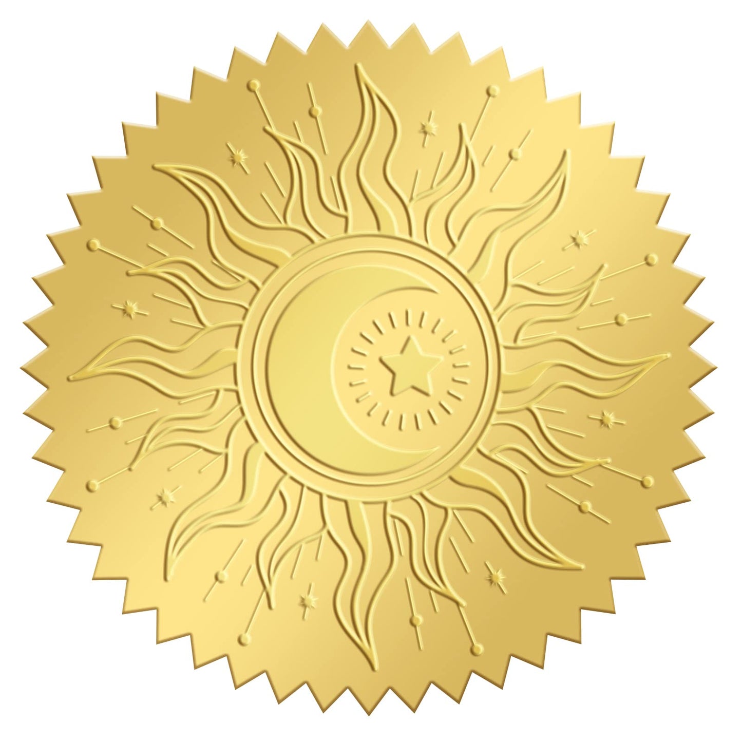 CRASPIRE 100pcs Gold Foil Stickers Embossed Certificate Seals Self-Adhesive Stickers Medal Decoration Stickers Certification Graduation Corporate Notary Seals Envelope (Sun)