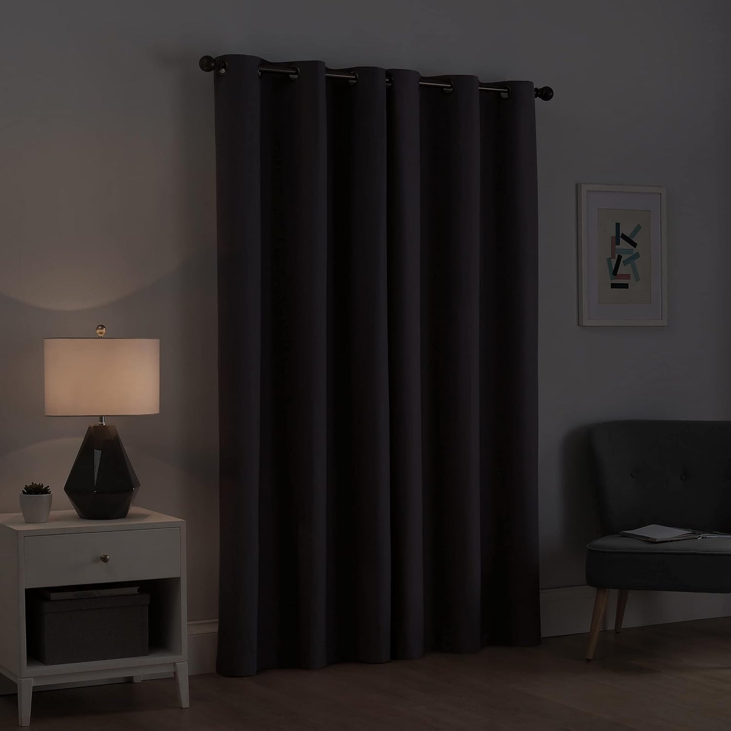 ECLIPSE Microfiber Total Privacy Blackout Thermal Grommet Window Curtain, 42 x 95, Black