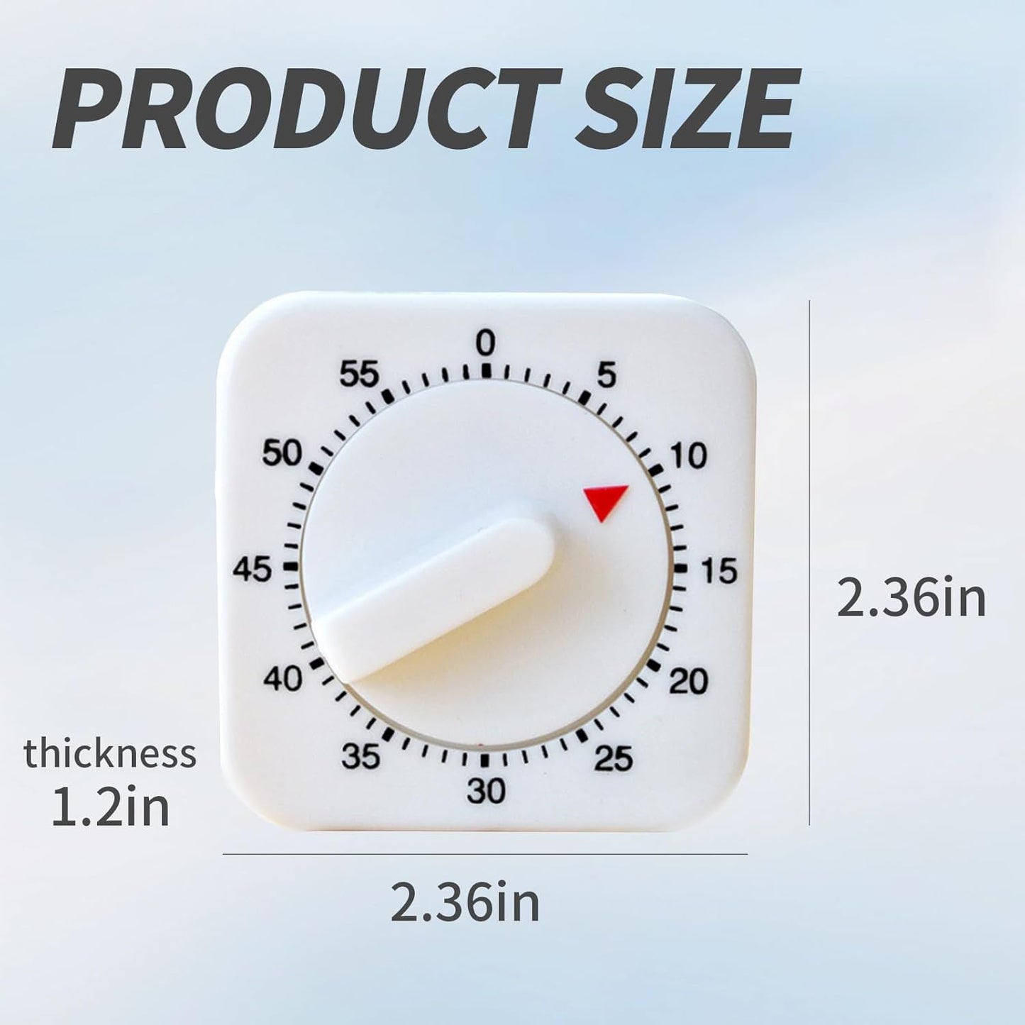 Square 60 Minute Mechanical Kitchen Timer - Visual Cooking Timer Clock with Loud Alarm - Ideal for Baking, Kitchen
