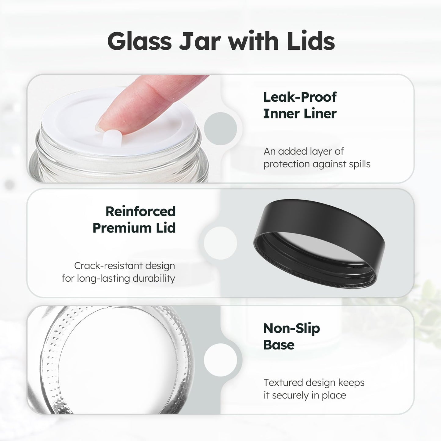 4 oz Glass Jars with Lids, 24 Pack Clear Small Glass Jars with Black Lids Leakproof Round Airtight Empty Cosmetic Travel Containers with Inner Liners For Lotions Powders and Candle Making