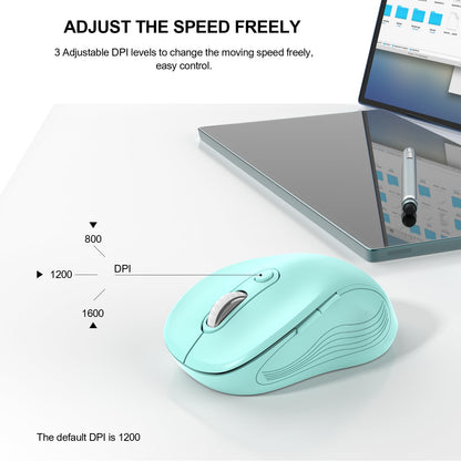 WisFox 2.4G Wireless Mouse for Laptop, Ergonomic Computer Mouse with USB Receiver and 3 Adjustable Levels, 6 Button Wireless Mice for Windows Mac PC Notebook (Grey)