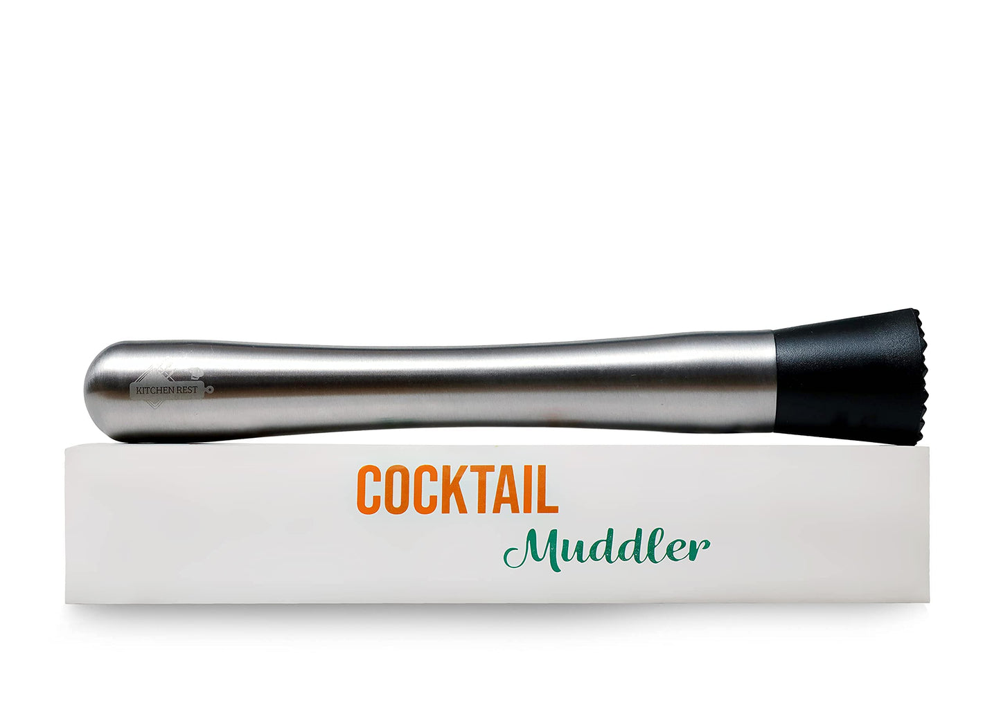 Kitchen Rest Muddler for Cocktails - 8inch Long 1pc 304 Stainless Steel Fruit Crusher - Bar Tools for Home for Making Mojito Mix and Other Fruit Drinks (8 Inch)