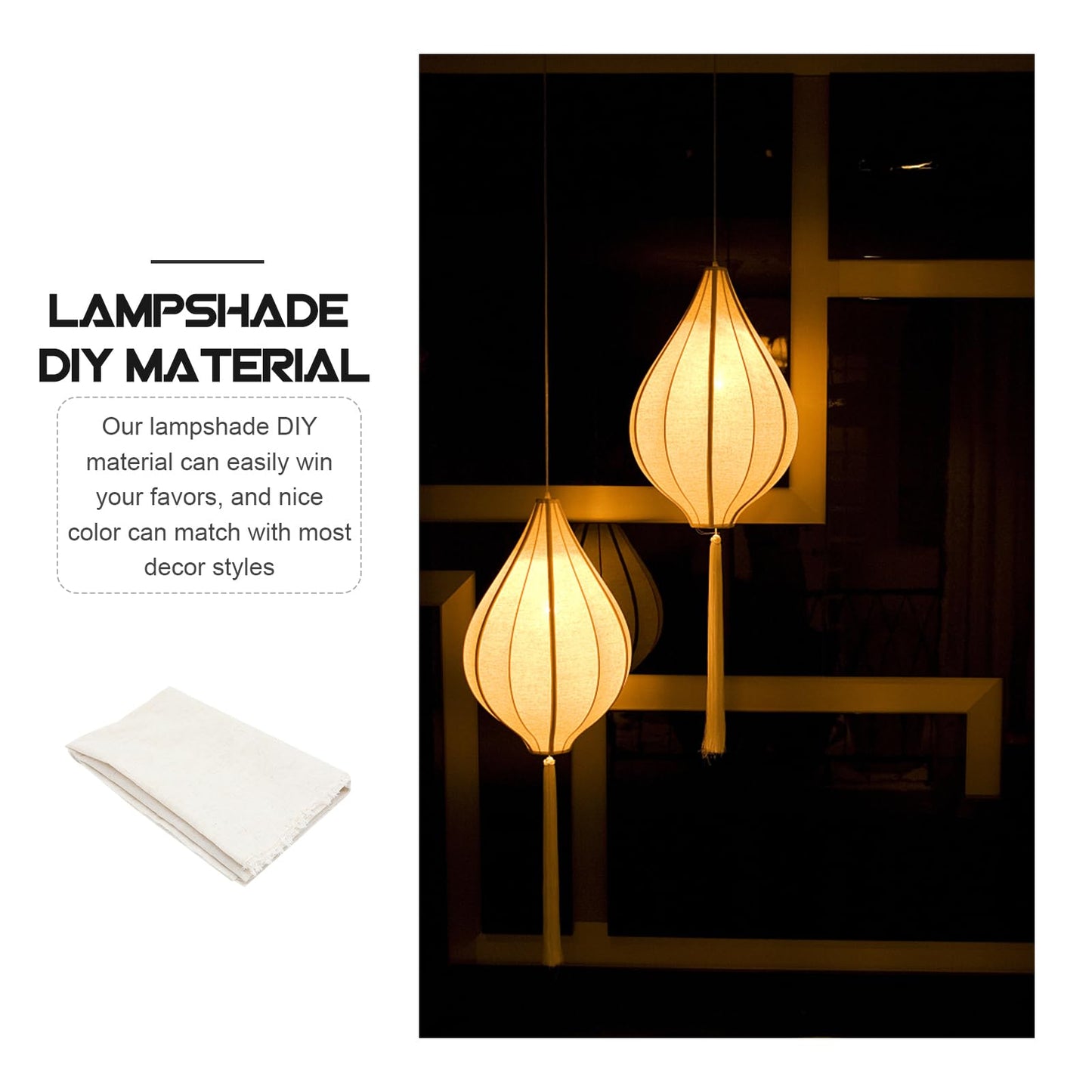 Luxshiny Lampshade Fabric Material Diy Lamp Cover Sheet Pre-Cut Flax Cloth Light Cover Material for Table Lamps and Chandeliers Home Decor