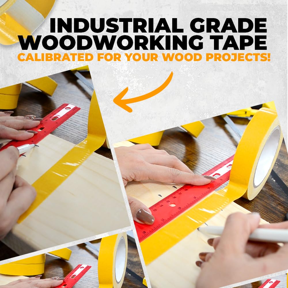 WOD Double Sided Woodworking Tape, 12 Pk - 1 inch x 25 Yards - for CNC Machines Woodworkers, Routing and Wood Templates - Removable DCCT61W