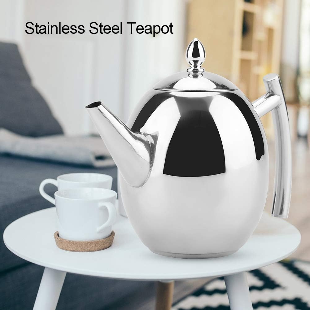 Stainless Steel Teapot, Metal Tea Kettle with Removable Infuser, Coffee Maker for Loose Tea (1500ML)
