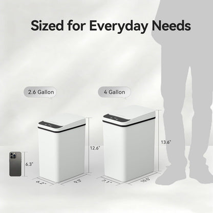 2.6 Commercial FRESHLIX Bathroom Garbage Can with Lid, Gallon Diaper Trash Can, Automatic Trash Cans Touchless, Slim