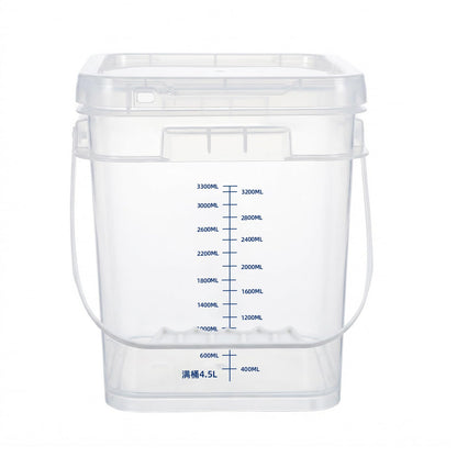 ASEVAT 2 PCS 1 Gallon Clear Square Food Grade Bucket with Graduated Markings & Lid, Heavy-Duty Plastic Pail with Comfort Grip Handle for Food Storage & Cleaning