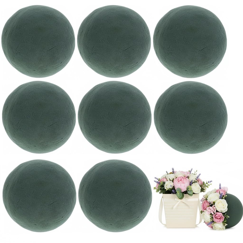 DOITOOL 8 Pcs Floral Foam Balls 3.54'' Round Green Wet Dry Flower Foam Arrangement Spheres for Fresh Artificial Plant Centerpiece DIY Craft Supplies Wedding Birthdays Home Decor