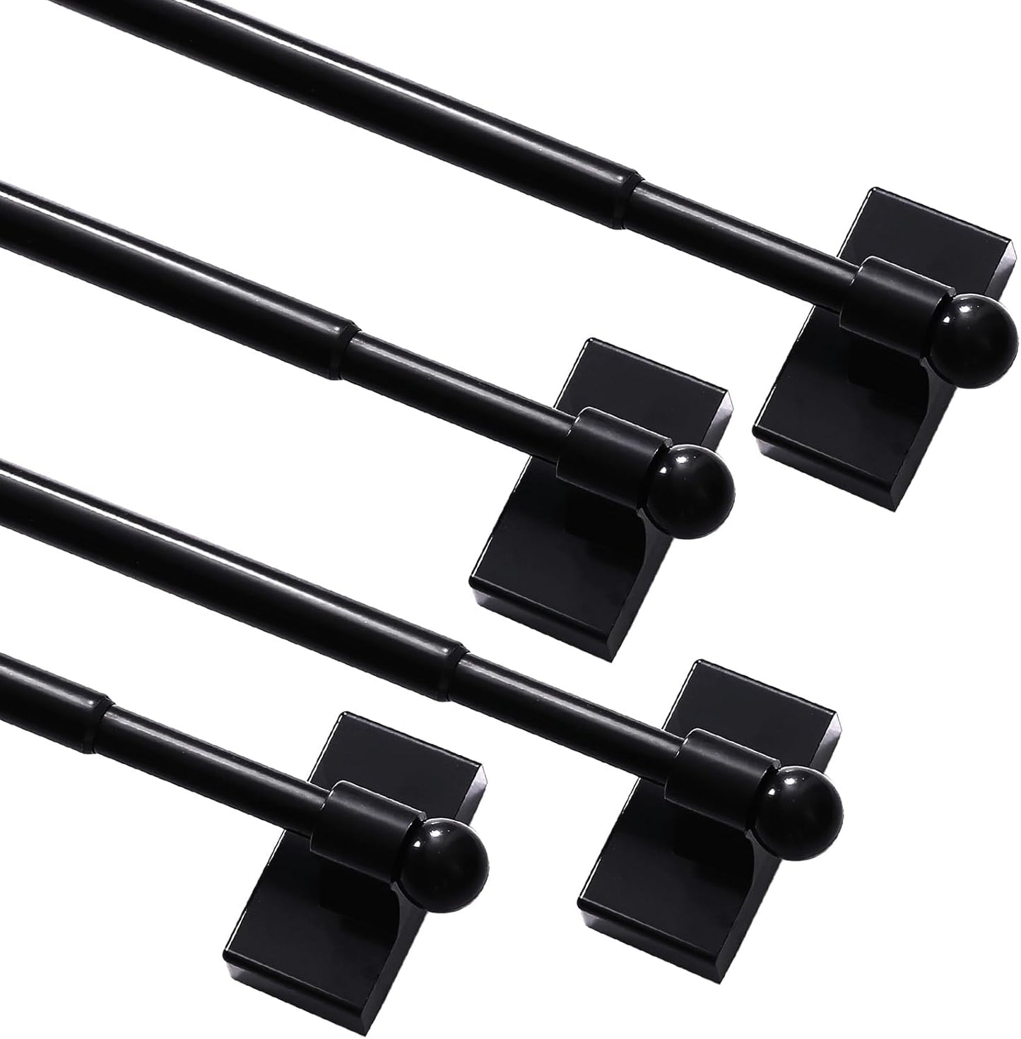 Turquoize 4 Pack Magnetic Curtain Rods for Metal Doors - Adjustable Magnetic Cafe Curtain Rod, Black