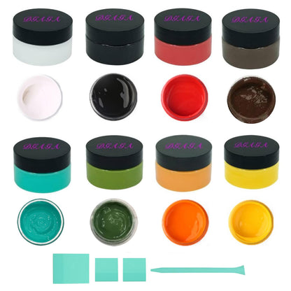 DGAGA 12PCS Chalk Paste with Mini Squeegees,Screen Printing Ink,Chalk Paste Paint for Stencils,Self Adhesive Silk Screen Stencils Paste Starter Kit,Chalkboard Paint for Craft DIY Home Art 50g/Jar