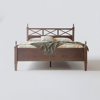 King Size Solid Wood Platform Bed Frame with Headboard & Footboard, 12 Durable Slatted Base with Metal Legs, Easy Assembly, Slip-Free & Anti-Noise, No Box Spring Needed, Dark Roast Oak Finish RIK-32