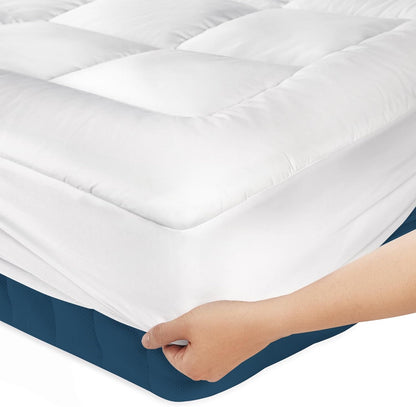 Niagara Cotton Twin Mattress Topper, Pillow Top Quilted Fitted Cooling Cover for Back Pain, Fits 20 Inches (39x75)