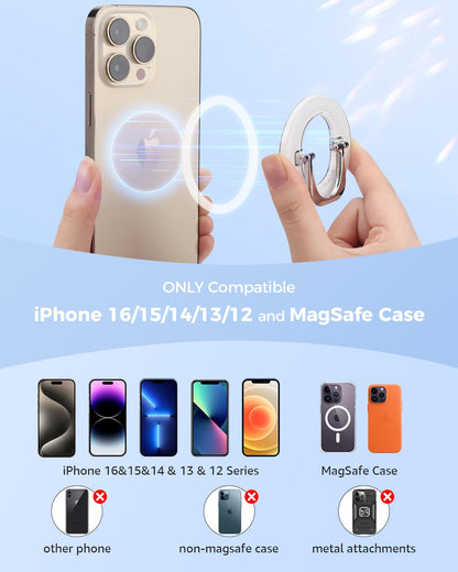 SUPERONE for MagSafe Phone Grip, Adjustable Magnetic Phone Ring Holder Removable Finger Phone Ring Kickstand Compatible with MagSafe Accessories Only for iPhone 17 & 16 & 15 & 14 & 13 & 12 Series