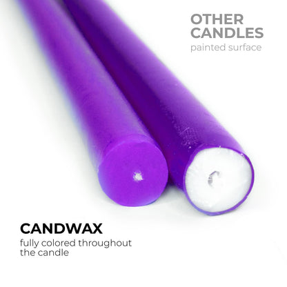 CANDWAX Purple 10 inch Taper Candles Pack of 4 - Unscented Smokeless Dripless Long Burning Christmas Candlesticks - Perfect as Christmas Candle Sticks for Home Decor - Purple Taper Candles