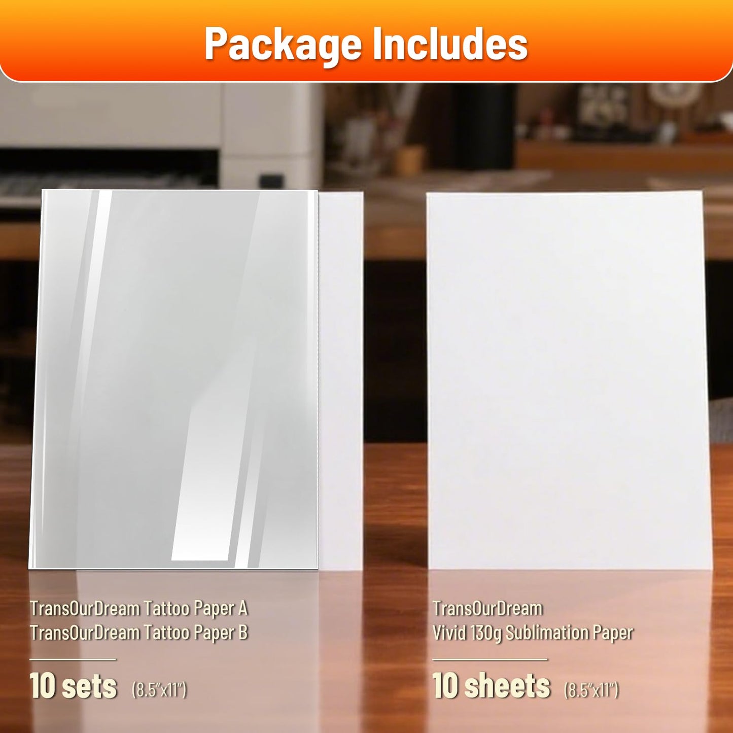 TransOurDream Sublimation Sticker Paper for skin - 10Sets White sublimation Tattoo Paper, 30 Sheets (10 Transfer+10 Tattoo+10 Film) 8.5"x11", Sublimation Blanks DIY Custom Temporary Tattoos