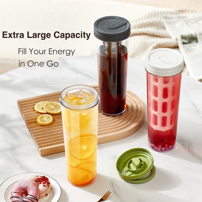 Giombrewsia Cold Brew Coffee Tumbler, Portable Travel Lid, 35oz/1L Capacity, PP Material with 350-Mesh Filter