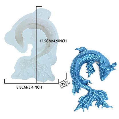 KAKIWYHHH Water Dragon 3D Epoxy Resin Silicone Mold for Fondant Sugar Craft, Cake Topper Decorating, Polymer Clay, Plaster