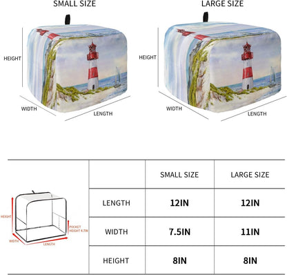 Toaster Cover, Coastal Lighthouse 2 Slice, Watercolor Blue Sky Sea Summer Beach with Loop, Polyester Dust Cover