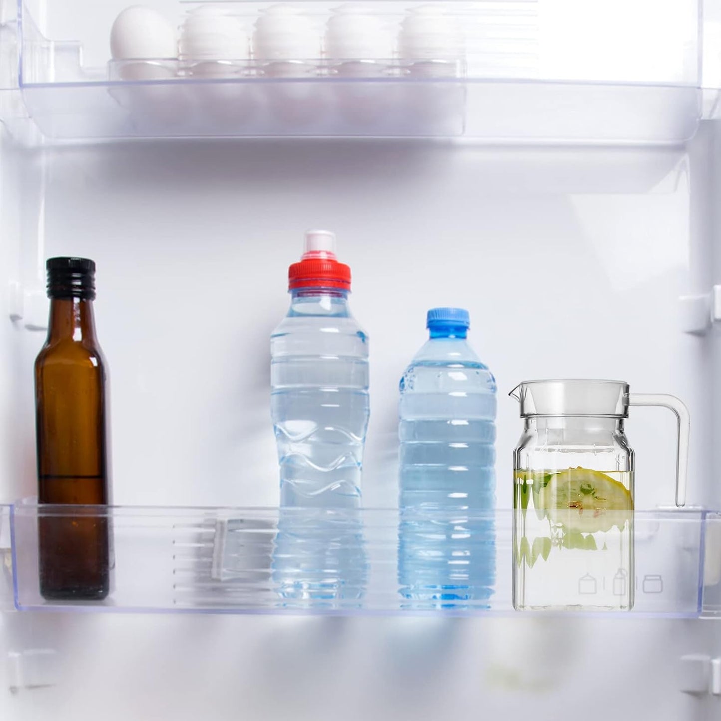 SEWACC 2 Pcs Pot Cold Water Bottle, 21oz/600mL Glass Pitcher with Lid, Covered Pitchers for Iced Tea, Fridge Jug Water