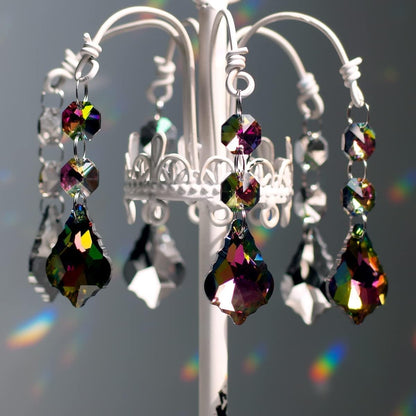 20pcs 38mm Chandelier Crystals Maple Leaf Prism Pendant Parts Connected Glass Octagon Beads Chain for Chandelier