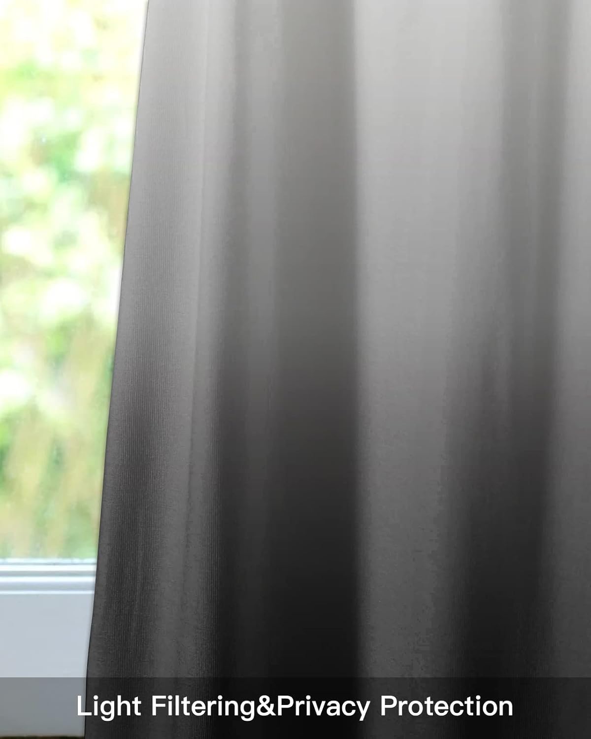 Valance Curtain for Kitchen, Ombre Black Grey Window Valance for Living Room, Rod Pocket Valances for Bedroom