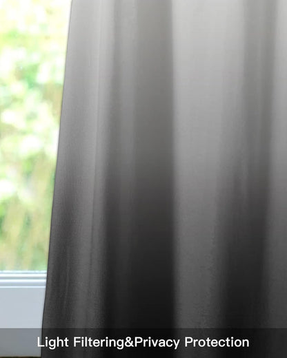Valance Curtain for Kitchen, Ombre Black Grey Window Valance for Living Room, Rod Pocket Valances for Bedroom