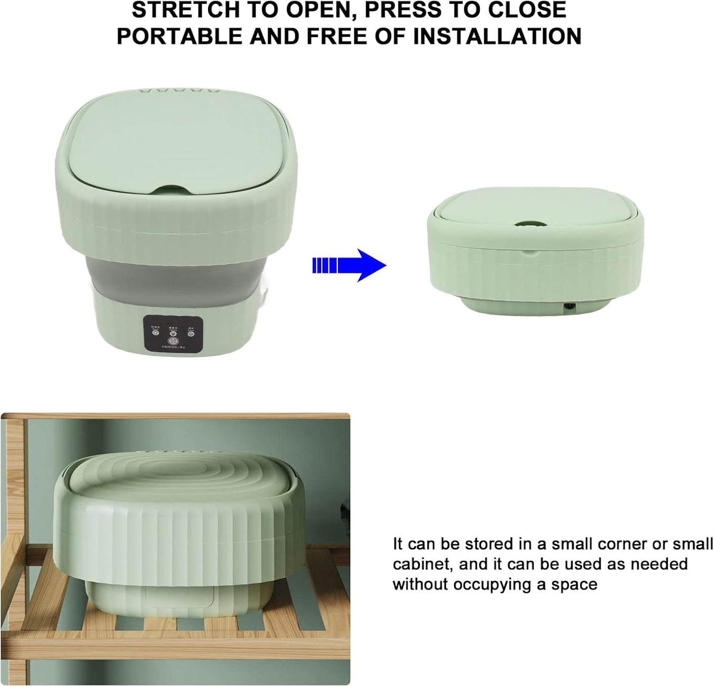 Portable Washing Machine, 6L Foldable Washer and Spin Dryer for Underwear Socks Towels, Mini Bucket Washer