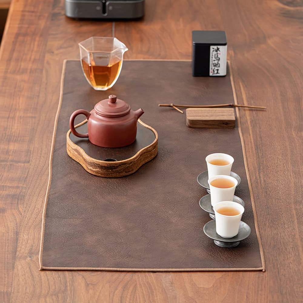1331.5 Inch Waterproof PU Leather Table Runner, Vintage Coffee/Tea Mats, Heat Resistant & Wipe Clean, Bedside
