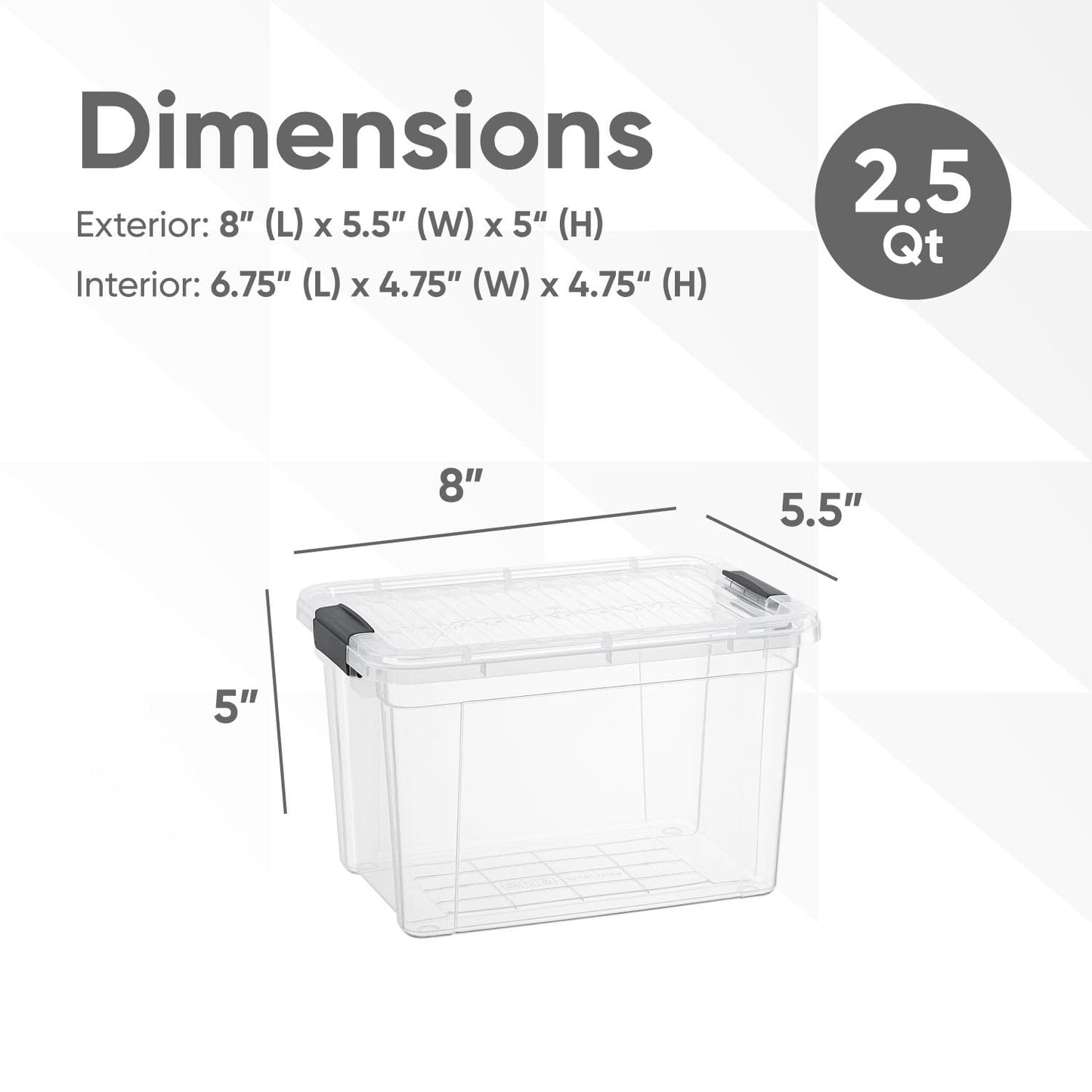 Superio Mini Deep Storage Organizer Bin with Lid X-Deep Small Clear Storage Box with Latch for Home, Kitchen, Garage- Store Toys, Food, Supplies, and Hair Accessories (2.4 Quart)