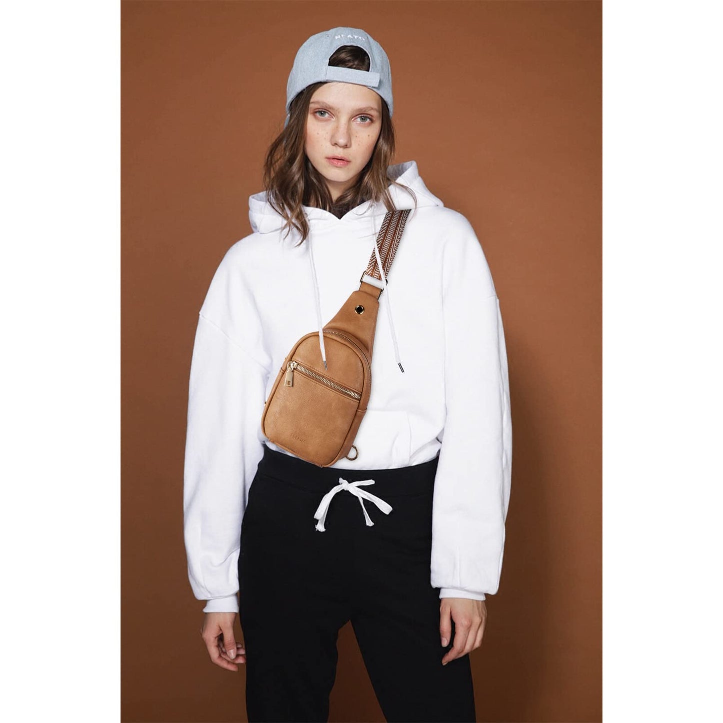 Telena Small Sling Bag for Women Leather Crossbody Fanny Packs Chest Bag for Women