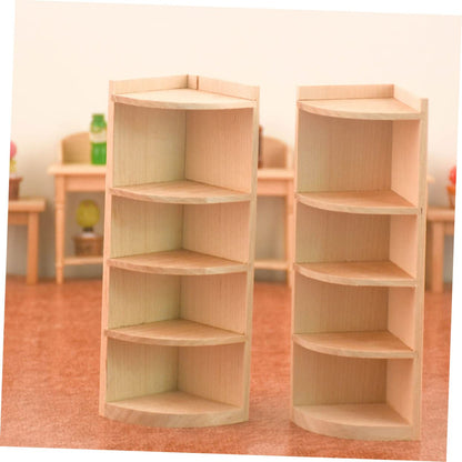 LIOOBO 1Pc Miniature Dollhouse Corner Cabinet Model Elegant Wooden Storage Shelf Accessory for Playhouse Decor Compact Design for DIY Mini Home Simulation